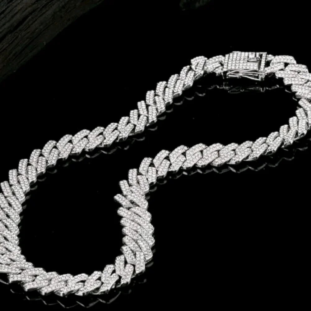 24” Silver Plated Iced Out Cuban Link Chain 14mm Thick Fully Blinged Necklace24”